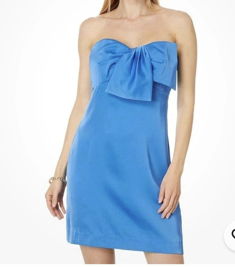 Lilly Pulitzer Carlynn Strapless Satin Morelle Blue Dress 14 NWT $228 Best Deal